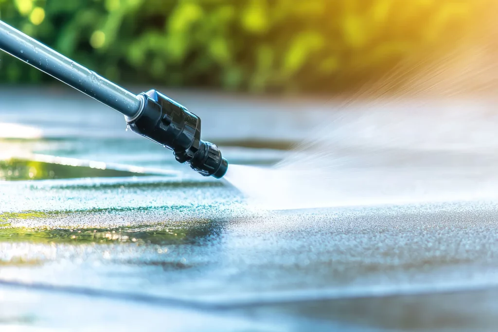 Oprit terras parking reiniging West-Vlaanderen - professioneel anti-slip behandeling Moshero